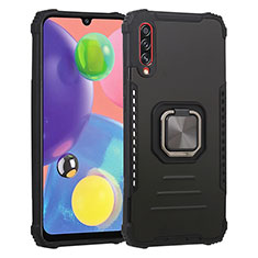 Custodia Silicone e Plastica Opaca Cover con Magnetico Anello Supporto ZJ2 per Samsung Galaxy A70 Nero