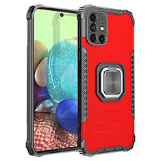 Custodia Silicone e Plastica Opaca Cover con Magnetico Anello Supporto ZJ2 per Samsung Galaxy A71 4G A715 Rosso