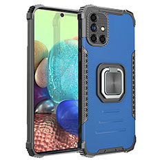 Custodia Silicone e Plastica Opaca Cover con Magnetico Anello Supporto ZJ2 per Samsung Galaxy A71 5G Blu