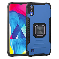 Custodia Silicone e Plastica Opaca Cover con Magnetico Anello Supporto ZJ2 per Samsung Galaxy M10 Blu