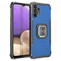 Custodia Silicone e Plastica Opaca Cover con Magnetico Anello Supporto ZJ2 per Samsung Galaxy M32 5G Blu