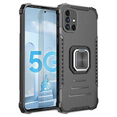 Custodia Silicone e Plastica Opaca Cover con Magnetico Anello Supporto ZJ2 per Samsung Galaxy M40S Nero
