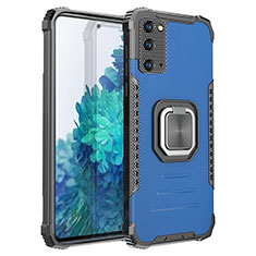 Custodia Silicone e Plastica Opaca Cover con Magnetico Anello Supporto ZJ2 per Samsung Galaxy S20 FE 4G Blu