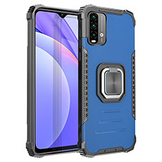 Custodia Silicone e Plastica Opaca Cover con Magnetico Anello Supporto ZJ2 per Xiaomi Redmi 9T 4G Blu