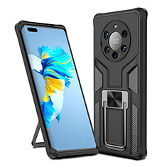 Custodia Silicone e Plastica Opaca Cover con Magnetico Anello Supporto ZL1 per Huawei Mate 40 Pro+ Plus Nero