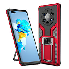 Custodia Silicone e Plastica Opaca Cover con Magnetico Anello Supporto ZL1 per Huawei Mate 40 Pro+ Plus Rosso
