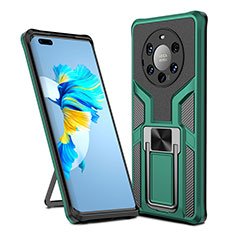 Custodia Silicone e Plastica Opaca Cover con Magnetico Anello Supporto ZL1 per Huawei Mate 40 Pro+ Plus Verde