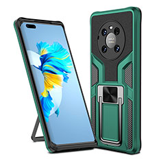 Custodia Silicone e Plastica Opaca Cover con Magnetico Anello Supporto ZL1 per Huawei Mate 40 Pro Verde