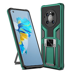 Custodia Silicone e Plastica Opaca Cover con Magnetico Anello Supporto ZL1 per Huawei Mate 40 Verde