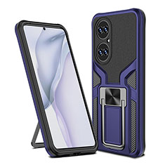 Custodia Silicone e Plastica Opaca Cover con Magnetico Anello Supporto ZL1 per Huawei P50 Blu