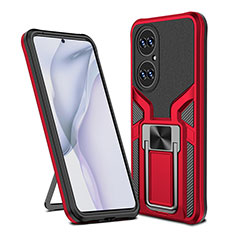 Custodia Silicone e Plastica Opaca Cover con Magnetico Anello Supporto ZL1 per Huawei P50 Pro Rosso