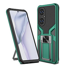 Custodia Silicone e Plastica Opaca Cover con Magnetico Anello Supporto ZL1 per Huawei P50 Pro Verde