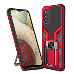 Custodia Silicone e Plastica Opaca Cover con Magnetico Anello Supporto ZL1 per Samsung Galaxy A02s Rosso