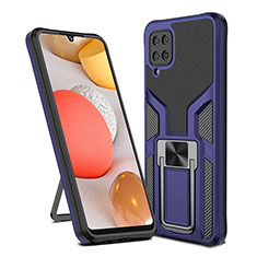 Custodia Silicone e Plastica Opaca Cover con Magnetico Anello Supporto ZL1 per Samsung Galaxy A12 5G Blu