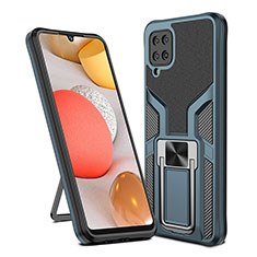 Custodia Silicone e Plastica Opaca Cover con Magnetico Anello Supporto ZL1 per Samsung Galaxy A12 5G Ciano