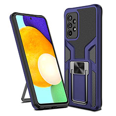 Custodia Silicone e Plastica Opaca Cover con Magnetico Anello Supporto ZL1 per Samsung Galaxy A52 4G Blu