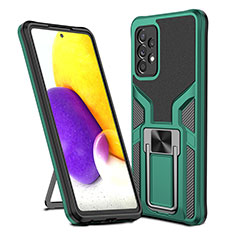 Custodia Silicone e Plastica Opaca Cover con Magnetico Anello Supporto ZL1 per Samsung Galaxy A72 5G Verde