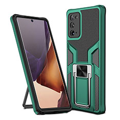 Custodia Silicone e Plastica Opaca Cover con Magnetico Anello Supporto ZL1 per Samsung Galaxy Note 20 5G Verde