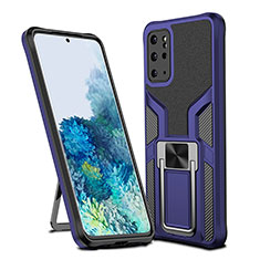 Custodia Silicone e Plastica Opaca Cover con Magnetico Anello Supporto ZL1 per Samsung Galaxy S20 Plus 5G Blu