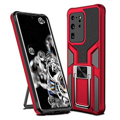 Custodia Silicone e Plastica Opaca Cover con Magnetico Anello Supporto ZL1 per Samsung Galaxy S20 Ultra 5G Rosso