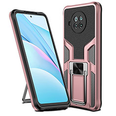 Custodia Silicone e Plastica Opaca Cover con Magnetico Anello Supporto ZL1 per Xiaomi Mi 10i 5G Oro Rosa