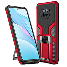 Custodia Silicone e Plastica Opaca Cover con Magnetico Anello Supporto ZL1 per Xiaomi Mi 10i 5G Rosso