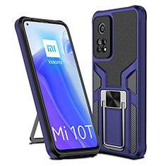 Custodia Silicone e Plastica Opaca Cover con Magnetico Anello Supporto ZL1 per Xiaomi Mi 10T 5G Blu