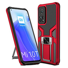 Custodia Silicone e Plastica Opaca Cover con Magnetico Anello Supporto ZL1 per Xiaomi Mi 10T 5G Rosso