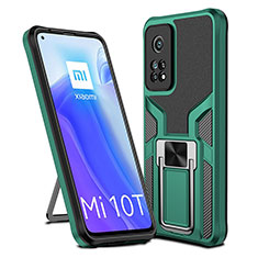 Custodia Silicone e Plastica Opaca Cover con Magnetico Anello Supporto ZL1 per Xiaomi Mi 10T 5G Verde