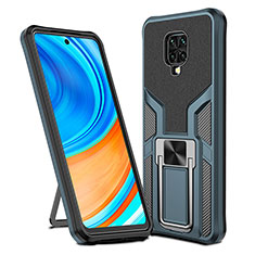 Custodia Silicone e Plastica Opaca Cover con Magnetico Anello Supporto ZL1 per Xiaomi Redmi Note 9 Pro Ciano