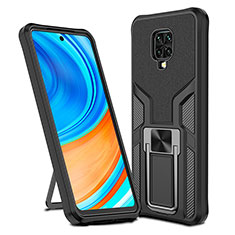 Custodia Silicone e Plastica Opaca Cover con Magnetico Anello Supporto ZL1 per Xiaomi Redmi Note 9 Pro Nero