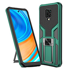 Custodia Silicone e Plastica Opaca Cover con Magnetico Anello Supporto ZL1 per Xiaomi Redmi Note 9 Pro Verde