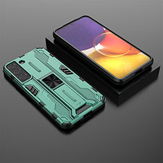 Custodia Silicone e Plastica Opaca Cover con Magnetico Supporto A01 per Samsung Galaxy S21 5G Verde