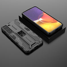 Custodia Silicone e Plastica Opaca Cover con Magnetico Supporto A01 per Samsung Galaxy S22 5G Nero