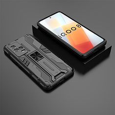 Custodia Silicone e Plastica Opaca Cover con Magnetico Supporto A01 per Vivo iQOO 8 5G Nero