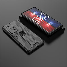 Custodia Silicone e Plastica Opaca Cover con Magnetico Supporto A01 per Vivo iQOO 8 Pro 5G Nero