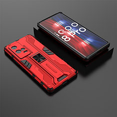 Custodia Silicone e Plastica Opaca Cover con Magnetico Supporto A01 per Vivo iQOO 8 Pro 5G Rosso