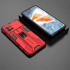 Custodia Silicone e Plastica Opaca Cover con Magnetico Supporto A01 per Vivo iQOO 9 Pro 5G Rosso