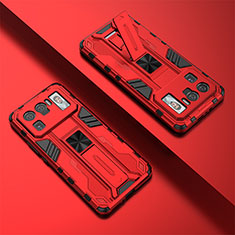 Custodia Silicone e Plastica Opaca Cover con Magnetico Supporto A01 per Xiaomi Mi 11 Ultra 5G Rosso