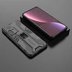 Custodia Silicone e Plastica Opaca Cover con Magnetico Supporto A01 per Xiaomi Mi 12 Pro 5G Nero