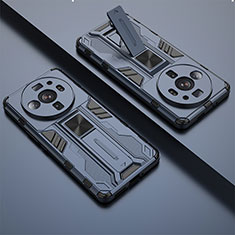 Custodia Silicone e Plastica Opaca Cover con Magnetico Supporto A01 per Xiaomi Mi 12 Ultra 5G Blu