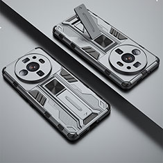 Custodia Silicone e Plastica Opaca Cover con Magnetico Supporto A01 per Xiaomi Mi 12S Ultra 5G Grigio