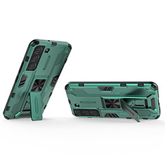 Custodia Silicone e Plastica Opaca Cover con Magnetico Supporto A02 per Samsung Galaxy S22 5G Verde