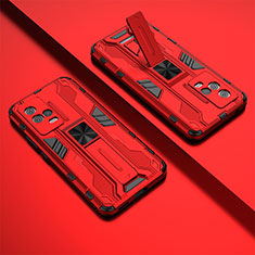Custodia Silicone e Plastica Opaca Cover con Magnetico Supporto A02 per Vivo iQOO 8 5G Rosso