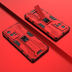 Custodia Silicone e Plastica Opaca Cover con Magnetico Supporto A02 per Vivo iQOO 8 Pro 5G Rosso