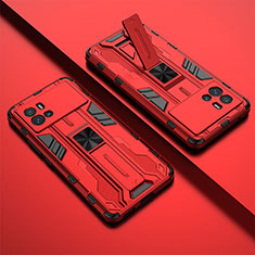 Custodia Silicone e Plastica Opaca Cover con Magnetico Supporto A02 per Vivo iQOO 9 5G Rosso