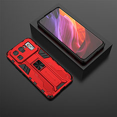 Custodia Silicone e Plastica Opaca Cover con Magnetico Supporto A02 per Xiaomi Mi 11 Ultra 5G Rosso