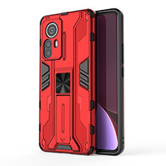 Custodia Silicone e Plastica Opaca Cover con Magnetico Supporto A02 per Xiaomi Mi 12 Lite 5G Rosso