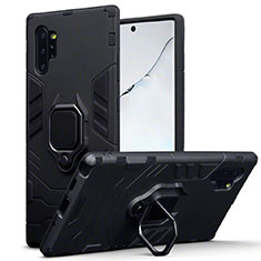 Custodia Silicone e Plastica Opaca Cover con Magnetico Supporto A03 per Samsung Galaxy Note 10 Plus 5G Nero
