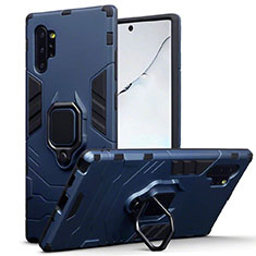 Custodia Silicone e Plastica Opaca Cover con Magnetico Supporto A03 per Samsung Galaxy Note 10 Plus Blu